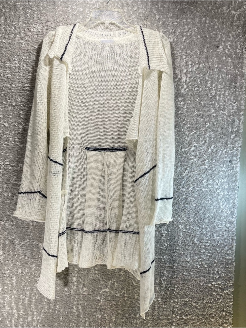 CASMARI Cashmere Hand Loomed Cardigan 2 Open Knit Sweater White Designer READ